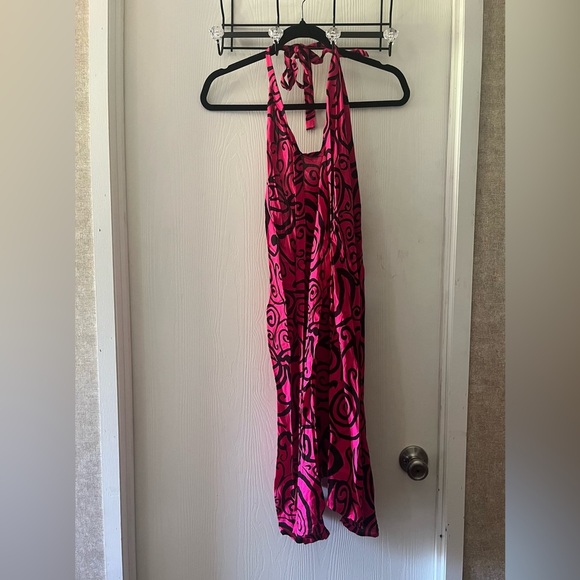 TikiTurtle Pink and Black Patterned Halter Dress - Picture 1 of 8